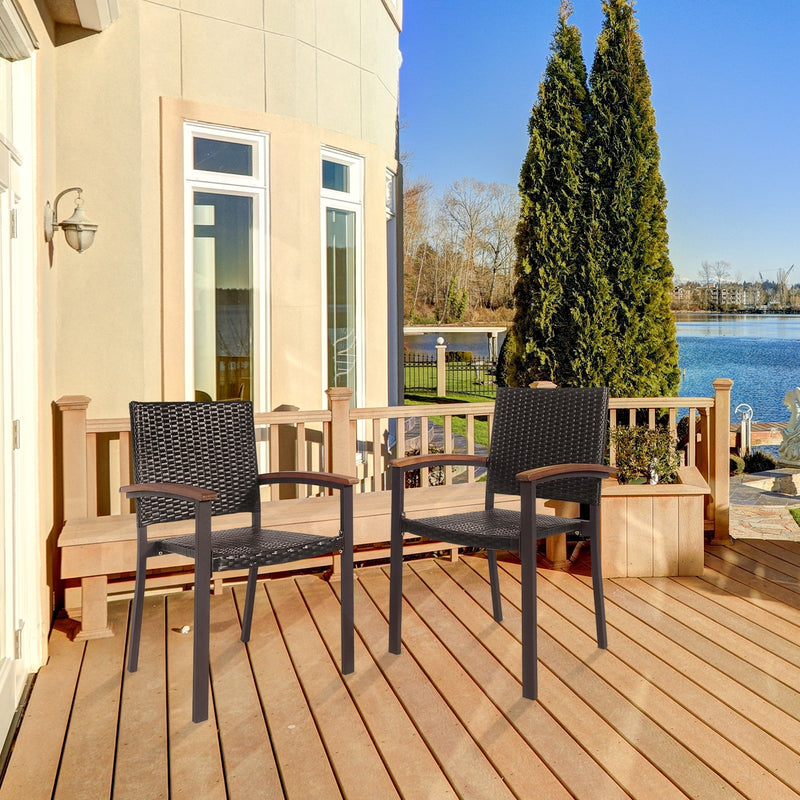 Costway - Set of 2 Outdoor Patio Wicker Dining Chairs