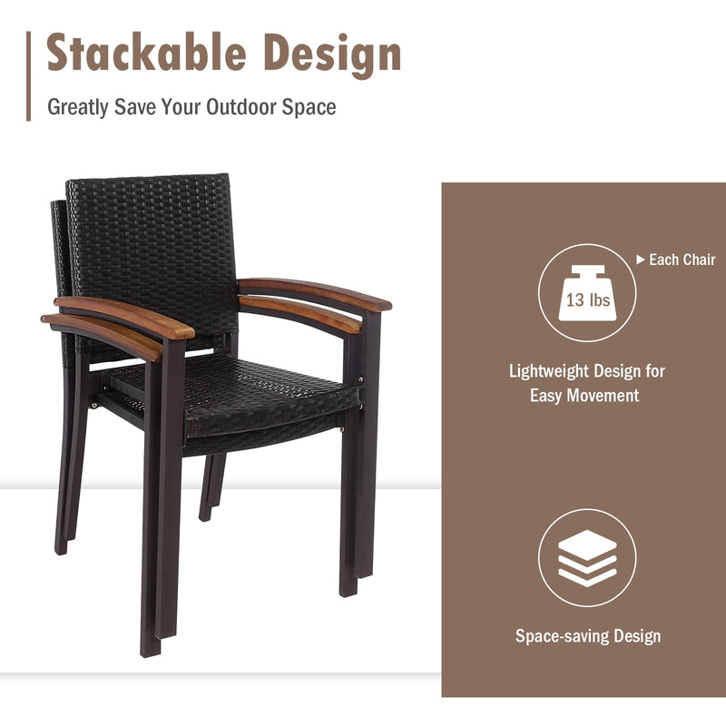 Costway - Set of 2 Outdoor Patio Wicker Dining Chairs