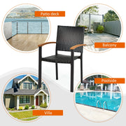 Costway - Set of 2 Outdoor Patio Wicker Dining Chairs