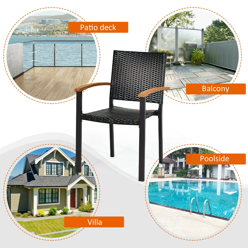 Costway - Set of 2 Outdoor Patio Wicker Dining Chairs