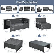 Costway - 6 Pieces Patio Rattan Furniture Set Space Saving Cushioned No Assembly-Gray