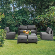 Costway - 6 Pieces Patio Rattan Furniture Set Space Saving Cushioned No Assembly-Gray