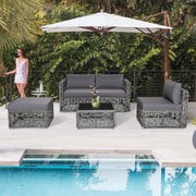 Costway - 5 Pieces Patio PE Rattan Wicker Sofa Furniture Set-Gray