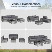 Costway - 5 Pieces Patio PE Rattan Wicker Sofa Furniture Set-Gray