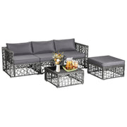 Costway - 5 Pieces Patio PE Rattan Wicker Sofa Furniture Set-Gray