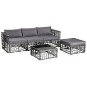 Costway - 5 Pieces Patio PE Rattan Wicker Sofa Furniture Set-Gray
