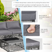 Costway - 5 Pieces Patio PE Rattan Wicker Sofa Furniture Set-Gray