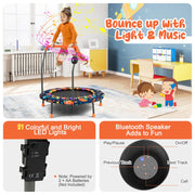 Costway - 36 Inch Mini Trampoline with Colorful LED Lights and Bluetooth Speaker-Multicolor