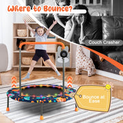 Costway - 36 Inch Mini Trampoline with Colorful LED Lights and Bluetooth Speaker-Multicolor