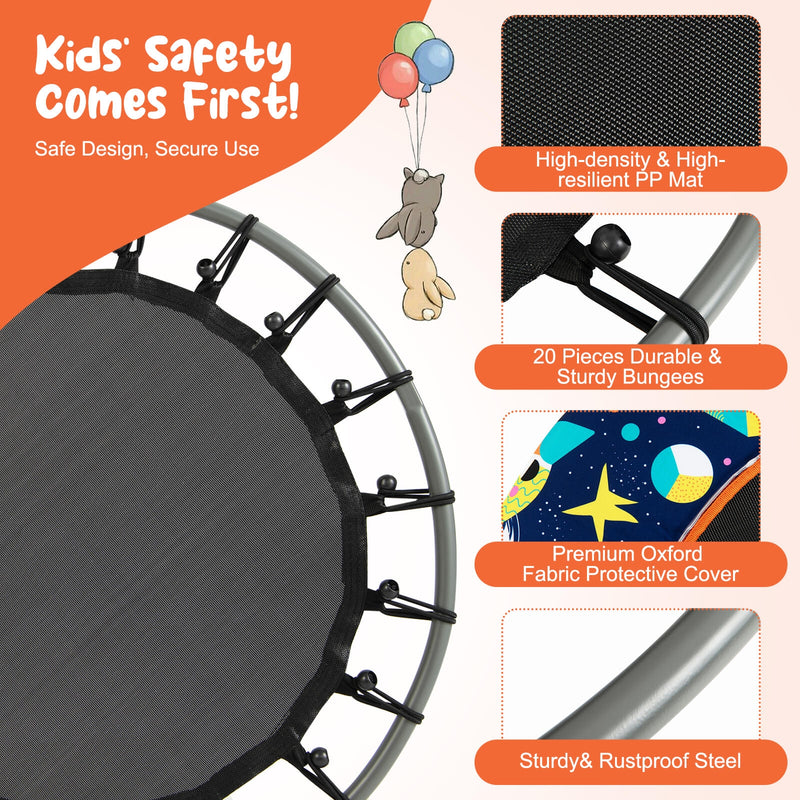 Costway - 36 Inch Mini Trampoline with Colorful LED Lights and Bluetooth Speaker-Multicolor