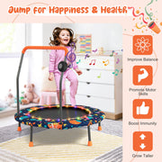 Costway - 36 Inch Mini Trampoline with Colorful LED Lights and Bluetooth Speaker-Multicolor