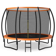 Costway - 12FT ASTM Approved Recreational Trampoline with Ladder-Orange