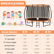 Costway - 12FT ASTM Approved Recreational Trampoline with Ladder-Orange