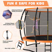 Costway - 12FT ASTM Approved Recreational Trampoline with Ladder-Orange