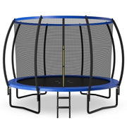 Costway - 12FT ASTM Approved Recreational Trampoline with Ladder-Blue