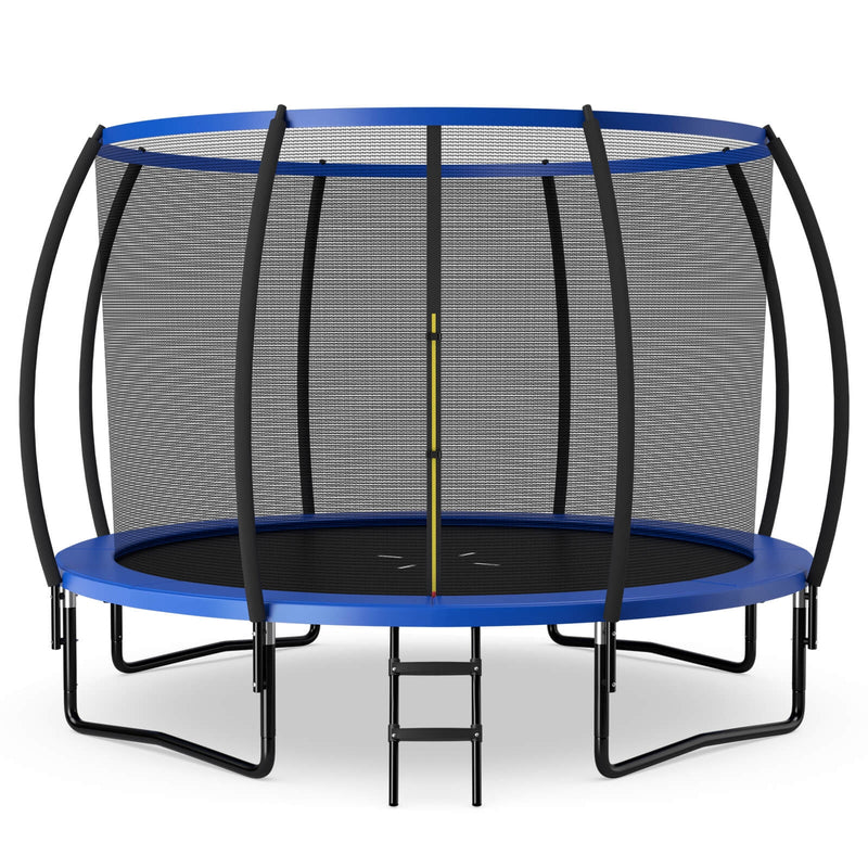 Costway - 12FT ASTM Approved Recreational Trampoline with Ladder-Blue
