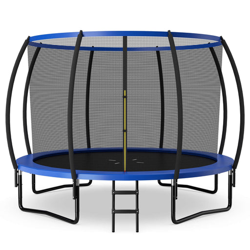 Costway - 12FT ASTM Approved Recreational Trampoline with Ladder-Blue