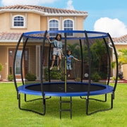 Costway - 12FT ASTM Approved Recreational Trampoline with Ladder-Blue