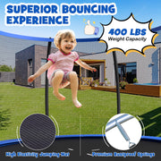 Costway - 12FT ASTM Approved Recreational Trampoline with Ladder-Blue