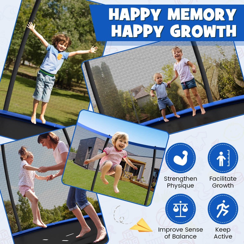 Costway - 12FT ASTM Approved Recreational Trampoline with Ladder-Blue