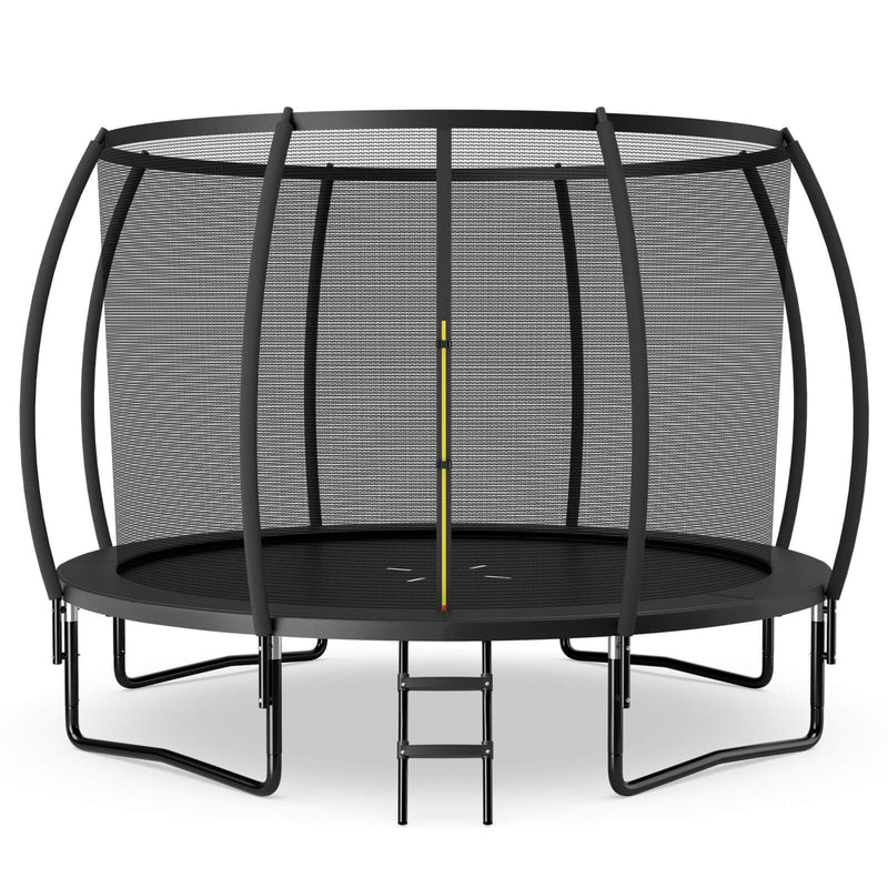 Costway - 12FT ASTM Approved Recreational Trampoline with Ladder-Black