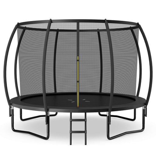 Costway - 12FT ASTM Approved Recreational Trampoline with Ladder-Black
