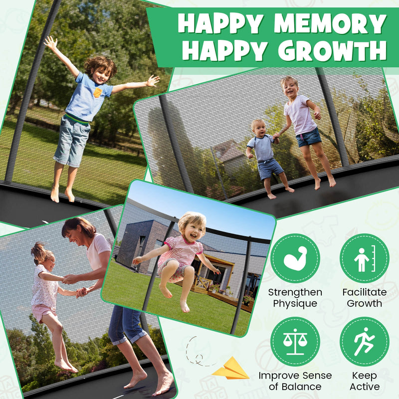Costway - 12FT ASTM Approved Recreational Trampoline with Ladder-Black