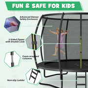 Costway - 12FT ASTM Approved Recreational Trampoline with Ladder-Black