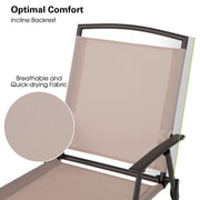 Costway - Set of 2 Patio Dining Chairs with Armrests and Rustproof Steel Frame-Beige