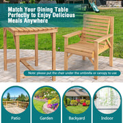 Costway - Outdoor Solid Fir Wood Chair with Inclined Backrest-Brown