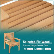 Costway - Outdoor Solid Fir Wood Chair with Inclined Backrest-Brown