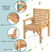 Costway - Outdoor Solid Fir Wood Chair with Inclined Backrest-Brown