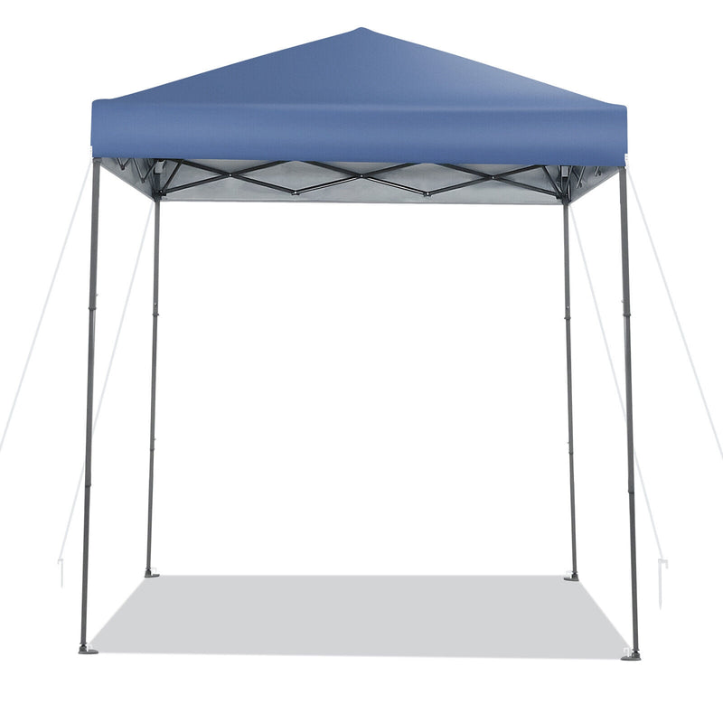 Costway - 6.6 x 6.6 Feet Outdoor Pop-up Canopy Tent with UPF 50+ Sun Protection-Blue