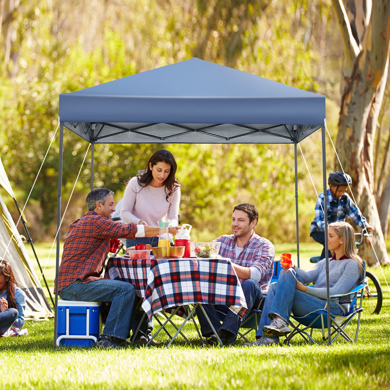 Costway - 6.6 x 6.6 Feet Outdoor Pop-up Canopy Tent with UPF 50+ Sun Protection-Blue