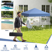 Costway - 6.6 x 6.6 Feet Outdoor Pop-up Canopy Tent with UPF 50+ Sun Protection-Blue