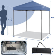 Costway - 6.6 x 6.6 Feet Outdoor Pop-up Canopy Tent with UPF 50+ Sun Protection-Blue