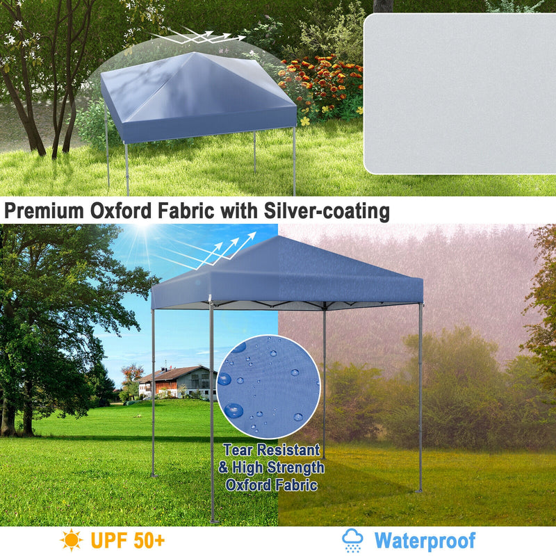 Costway - 6.6 x 6.6 Feet Outdoor Pop-up Canopy Tent with UPF 50+ Sun Protection-Blue