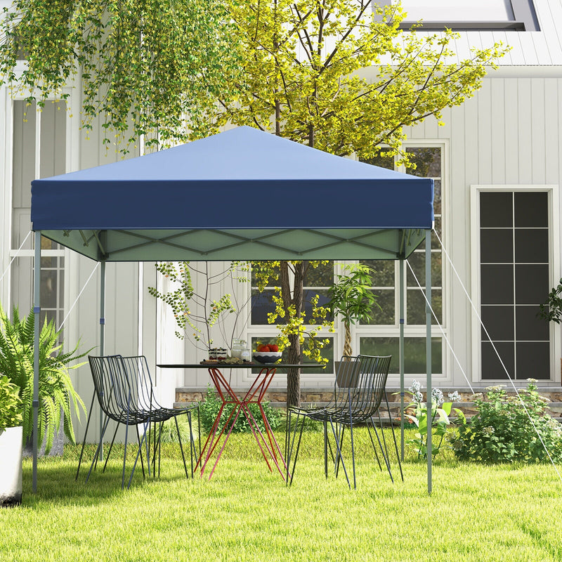 Costway - 6.6 x 6.6 Feet Outdoor Pop-up Canopy Tent with UPF 50+ Sun Protection-Blue