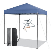 Costway - 6.6 x 6.6 Feet Outdoor Pop-up Canopy Tent with UPF 50+ Sun Protection-Blue