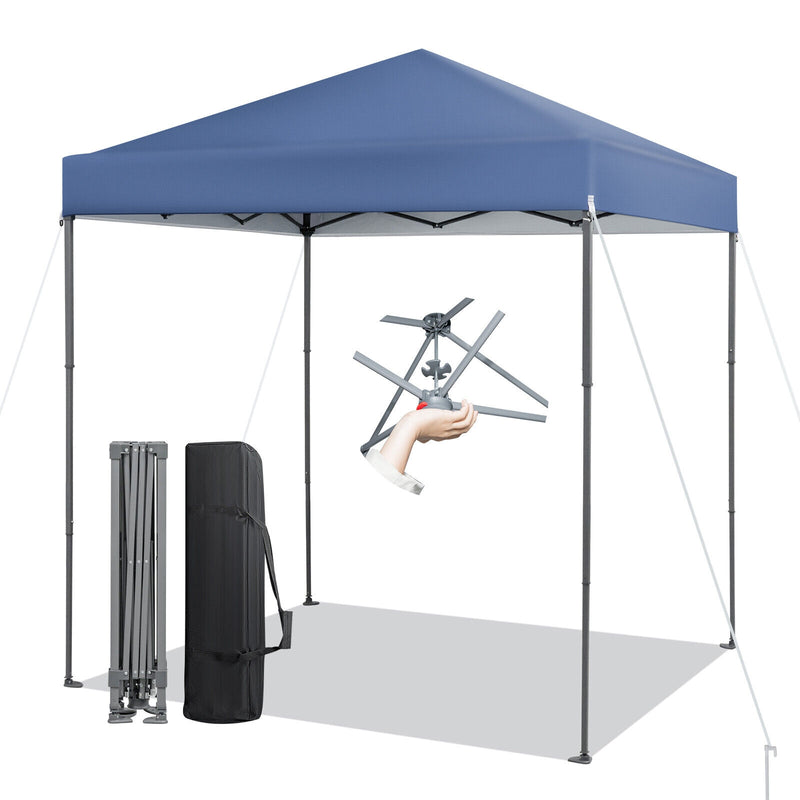 Costway - 6.6 x 6.6 Feet Outdoor Pop-up Canopy Tent with UPF 50+ Sun Protection-Blue