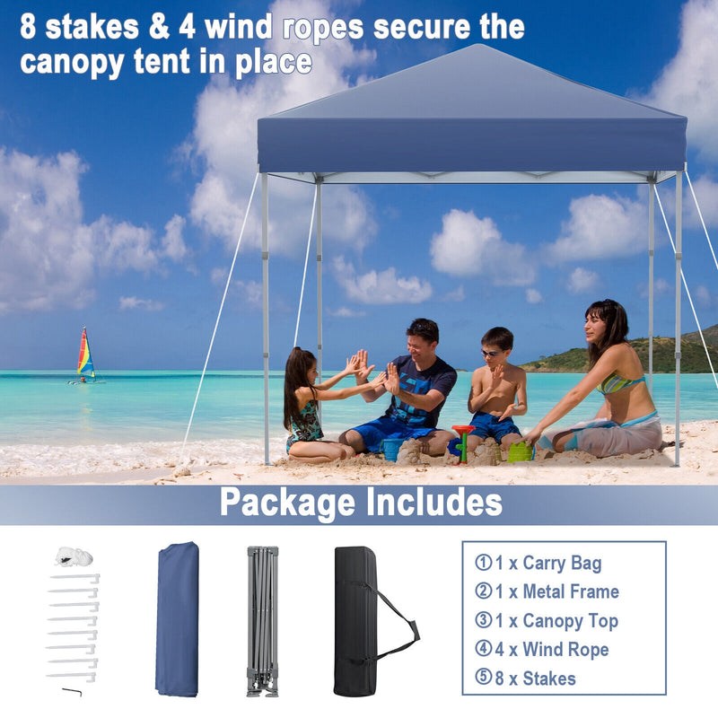 Costway - 6.6 x 6.6 Feet Outdoor Pop-up Canopy Tent with UPF 50+ Sun Protection-Blue