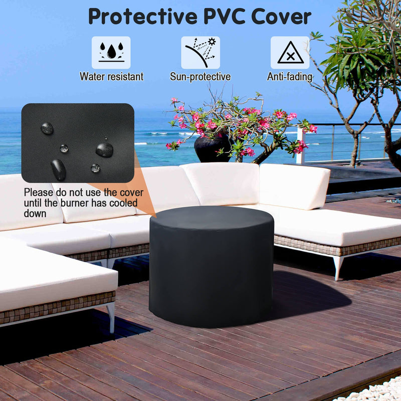 Costway - 32 Inch 30000BTU Fire Pit Table with Fire Glasses and PVC Cover