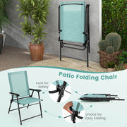 Costway - 2 Set of Patio Dining Chair with Armrests and Metal Frame-Light Green