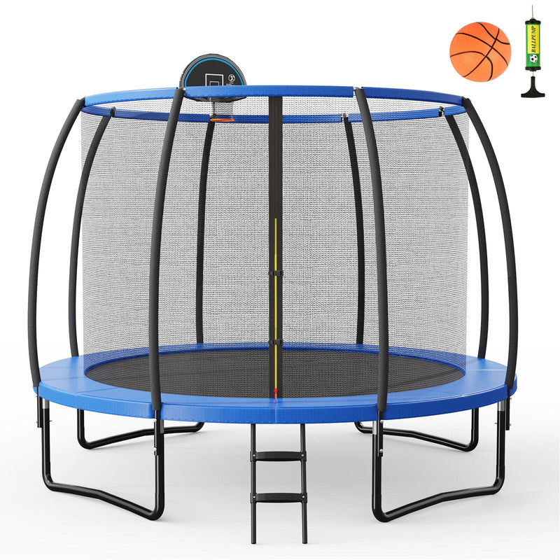 Costway - 8/10 Feet Recreational Trampoline with Basketball Hoop-12 ft
