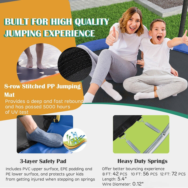 Costway - 8/10 Feet Recreational Trampoline with Basketball Hoop-12 ft