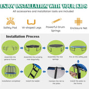 Costway - 8/10 Feet Recreational Trampoline with Basketball Hoop-12 ft