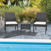 Costway - 2 Pieces Patio Wicker Dining Armchair Set with Soft Zippered Cushion-Set of 2