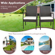 Costway - 2 Pieces Patio Wicker Dining Armchair Set with Soft Zippered Cushion-Set of 2