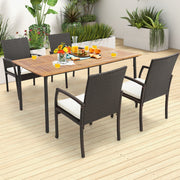 Costway - 4 Pieces Patio Wicker Dining Armchair Set with Soft Zippered Cushion-Set of 4