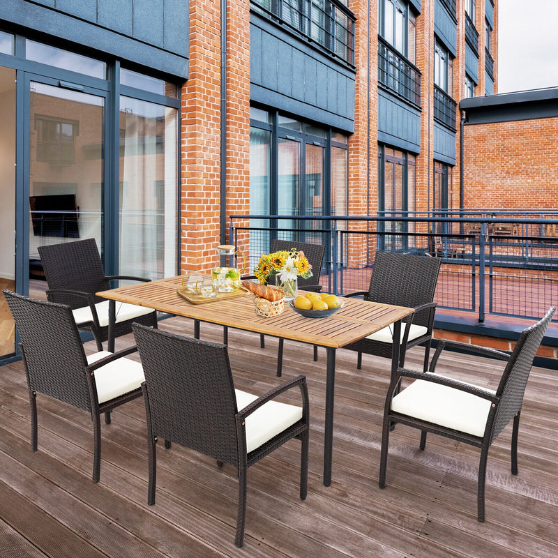 Costway - 4 Pieces Patio Wicker Dining Armchair Set with Soft Zippered Cushion-Set of 4